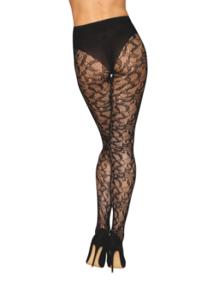 Collant fantaisie noir avec imprimé culotte - DG0529BLK